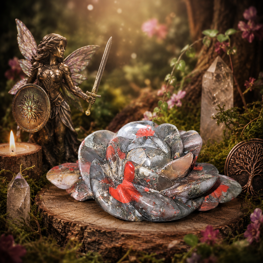 The Fairy Warrior’s Rose – African Bloodstone 🌹🧚‍♀️✨
