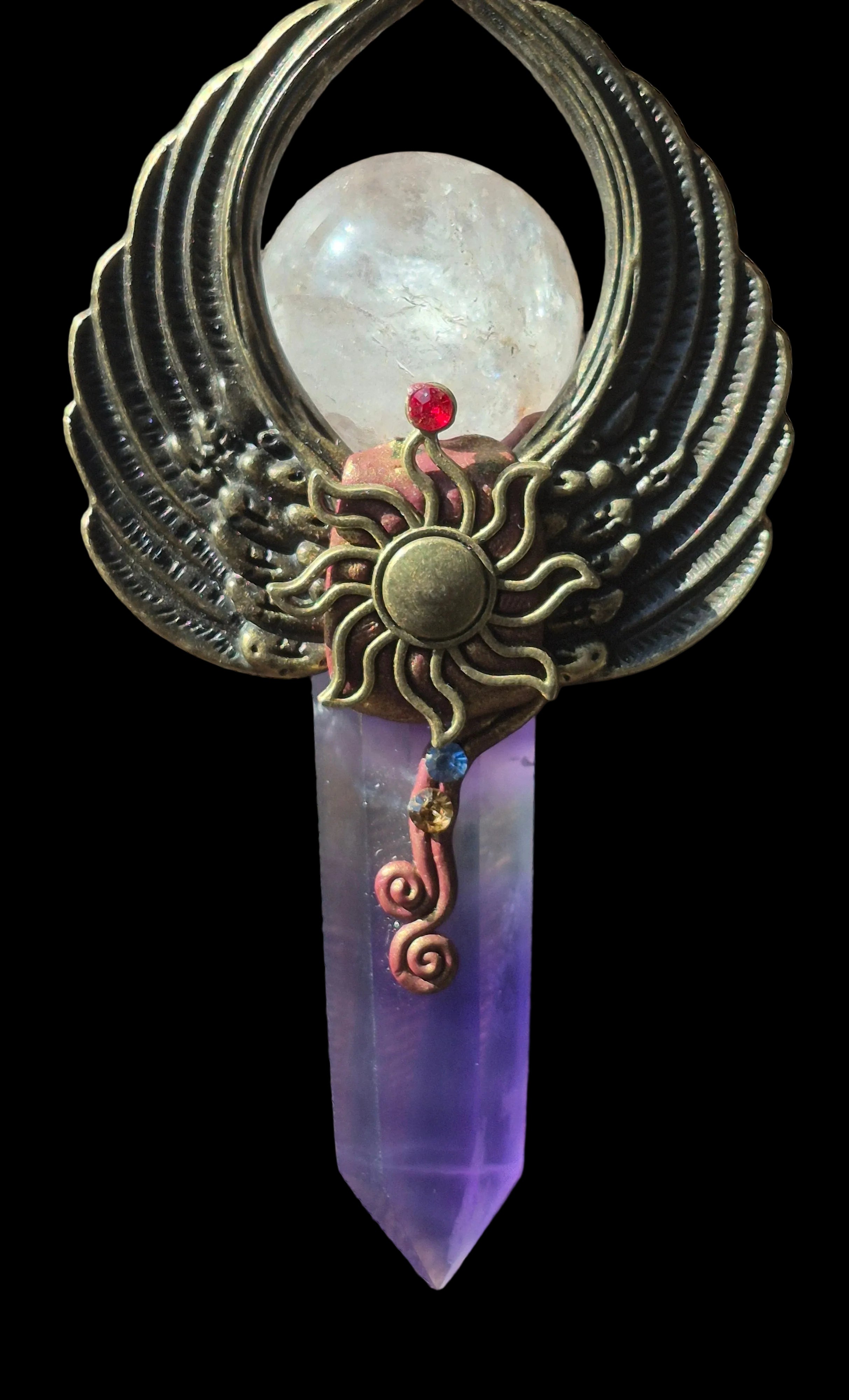 Celestial Flame Purple Fluorite & Clear Quartz Scepter ☀️💜🔮