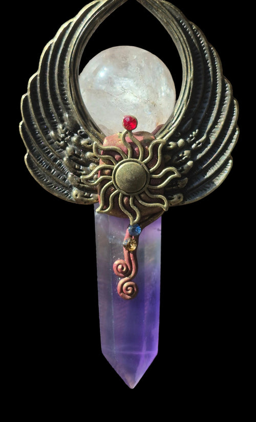 Celestial Flame Purple Fluorite & Clear Quartz Scepter ☀️💜🔮