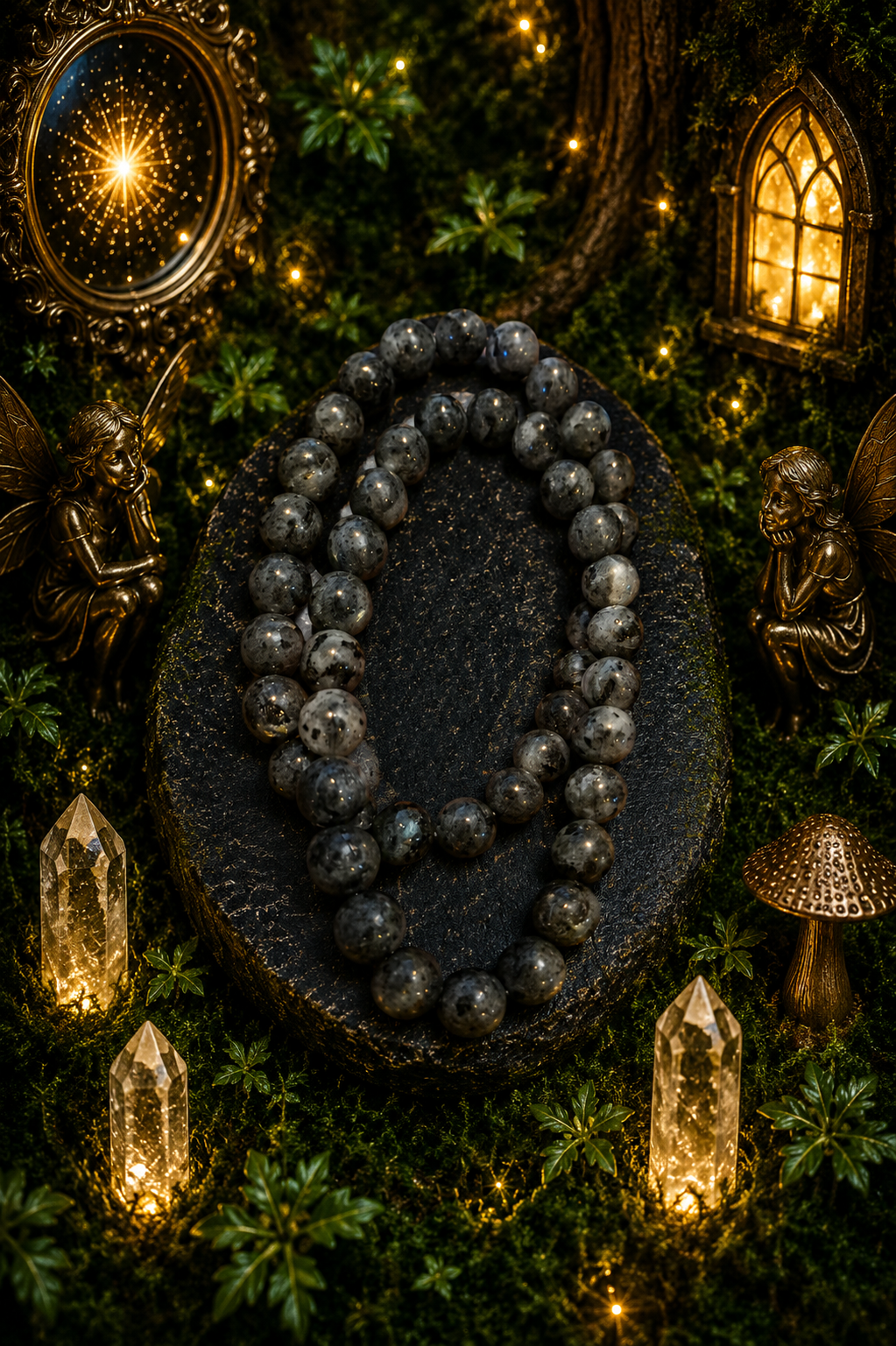 🌌 Shadow Fairy Black Labradorite Crystal Bracelet 🖤✨