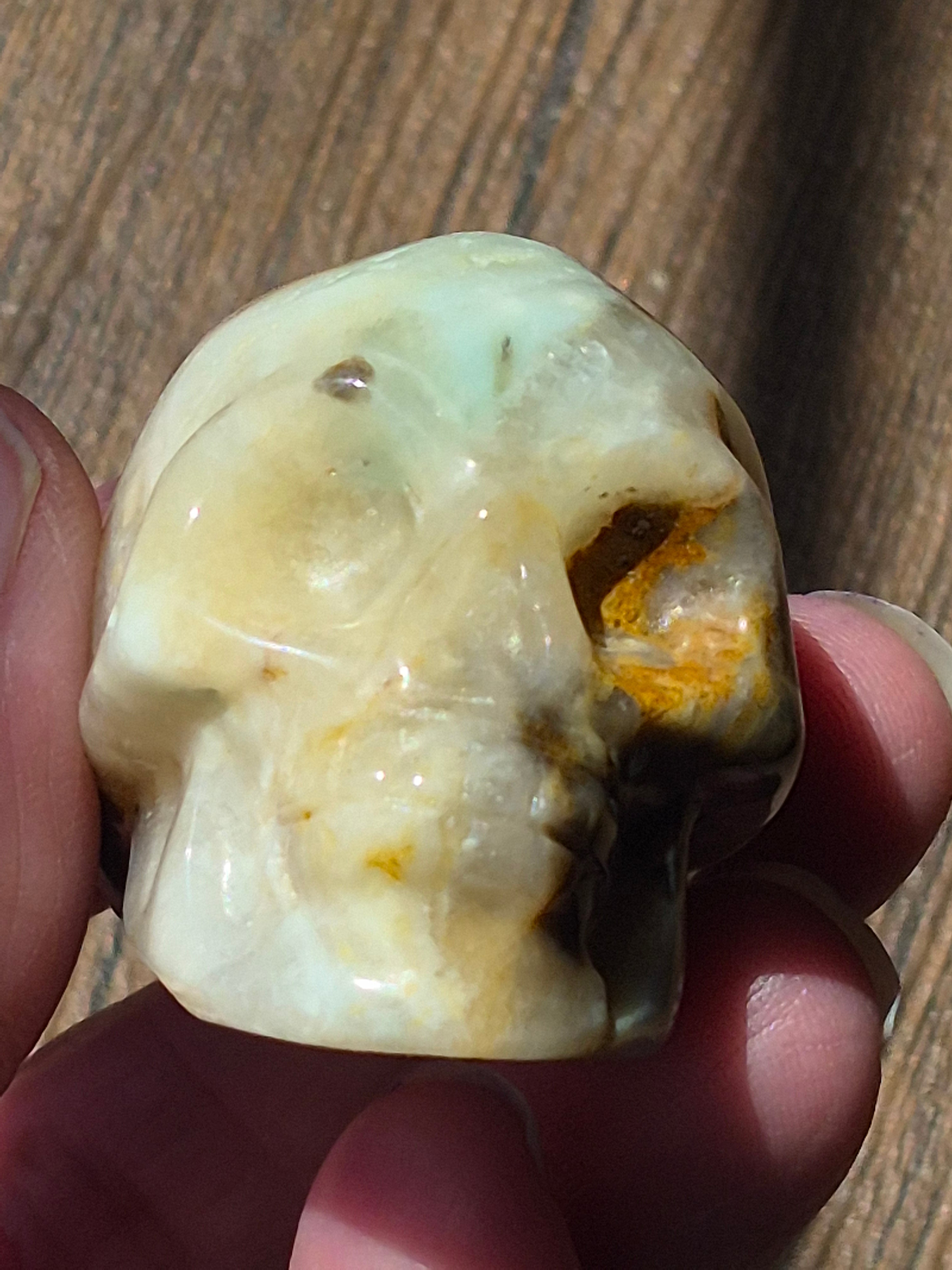 💀 Agate Skull with Natural Druzy Quartz Pocket