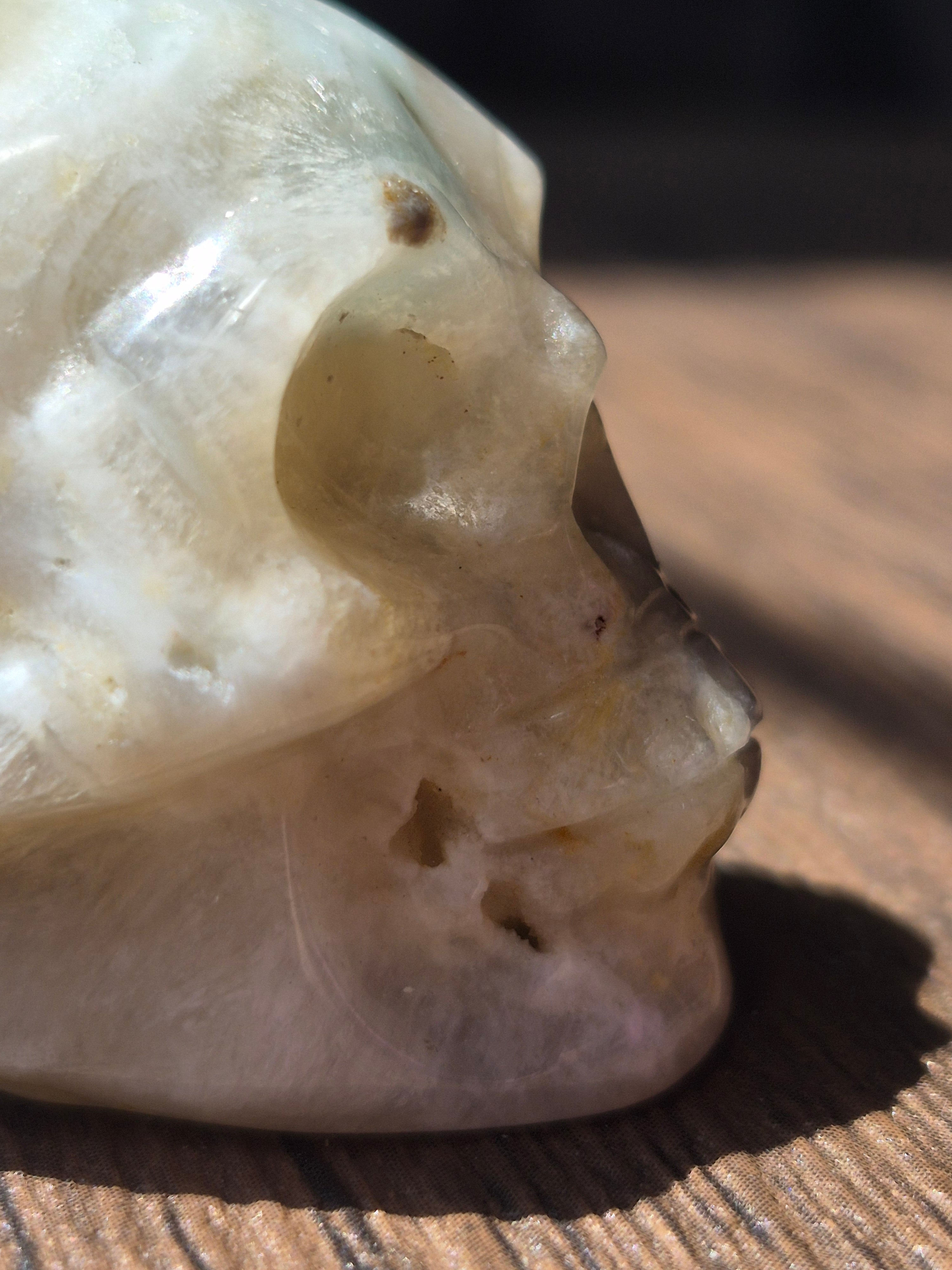 💀 Agate Skull with Natural Druzy Quartz Pocket