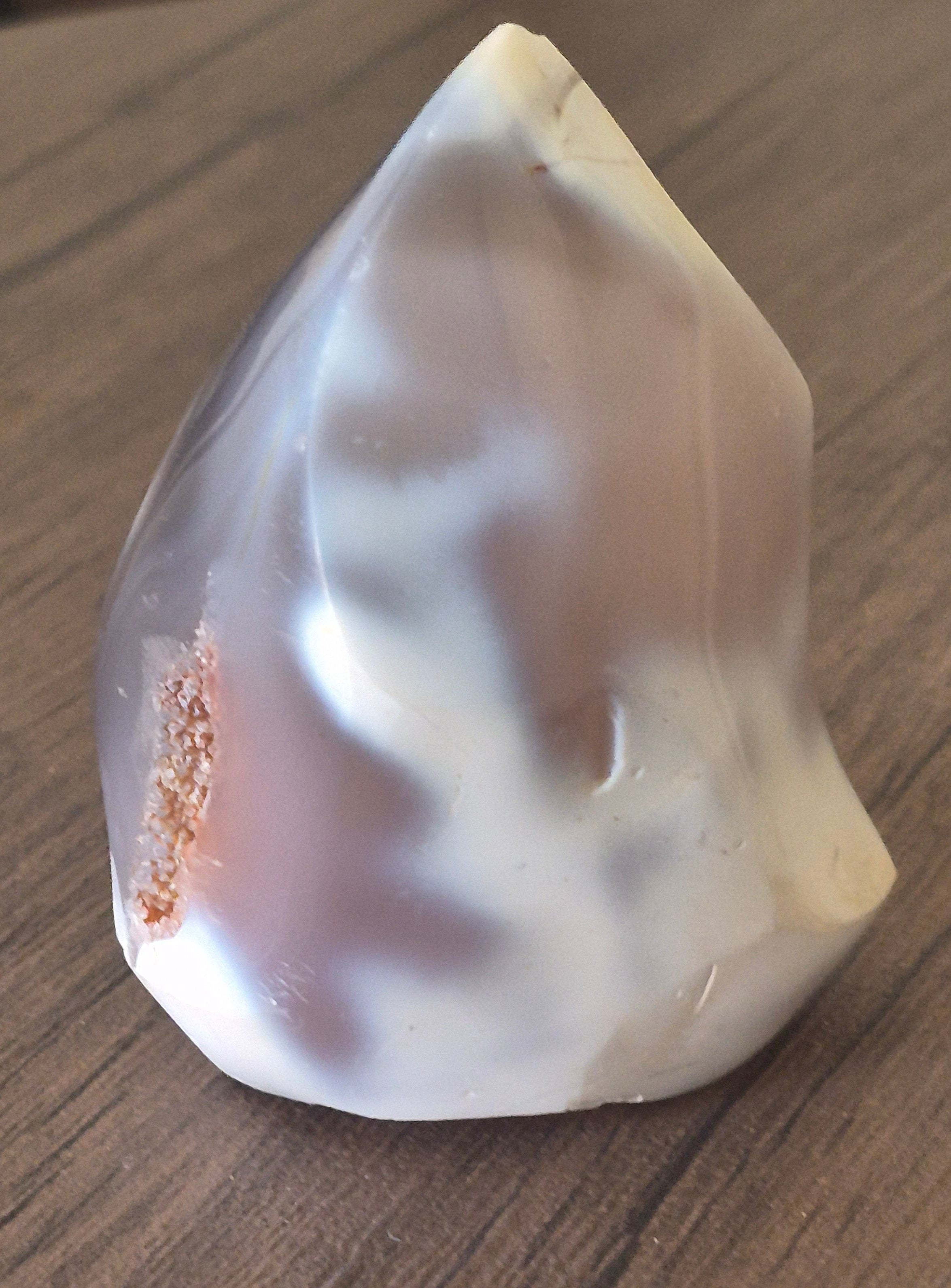 🤍✨️The Portal Stone – 188g Madagascar Orca Agate Flame with Druzy Cave