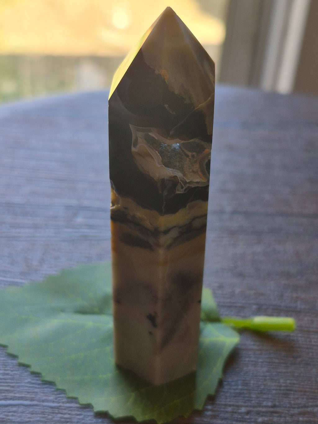 🌋✨ Volcano Agate Druzy Tunnel Tower