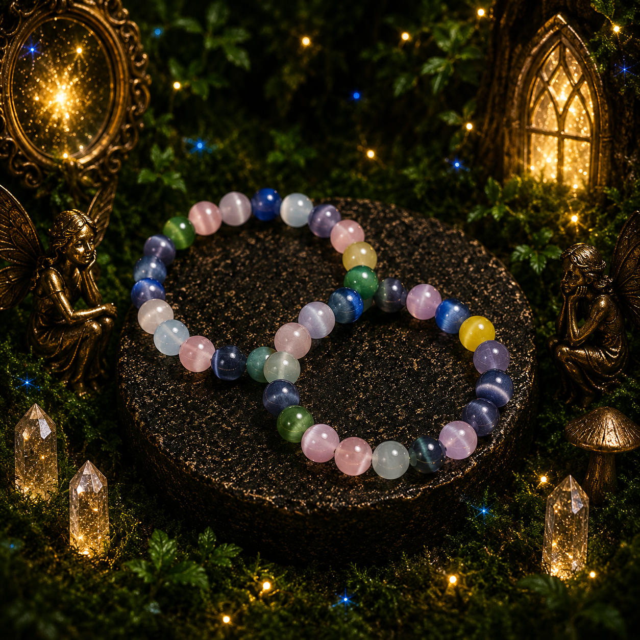 🌈 Fairy Aura Cat Eye Bracelet ✨