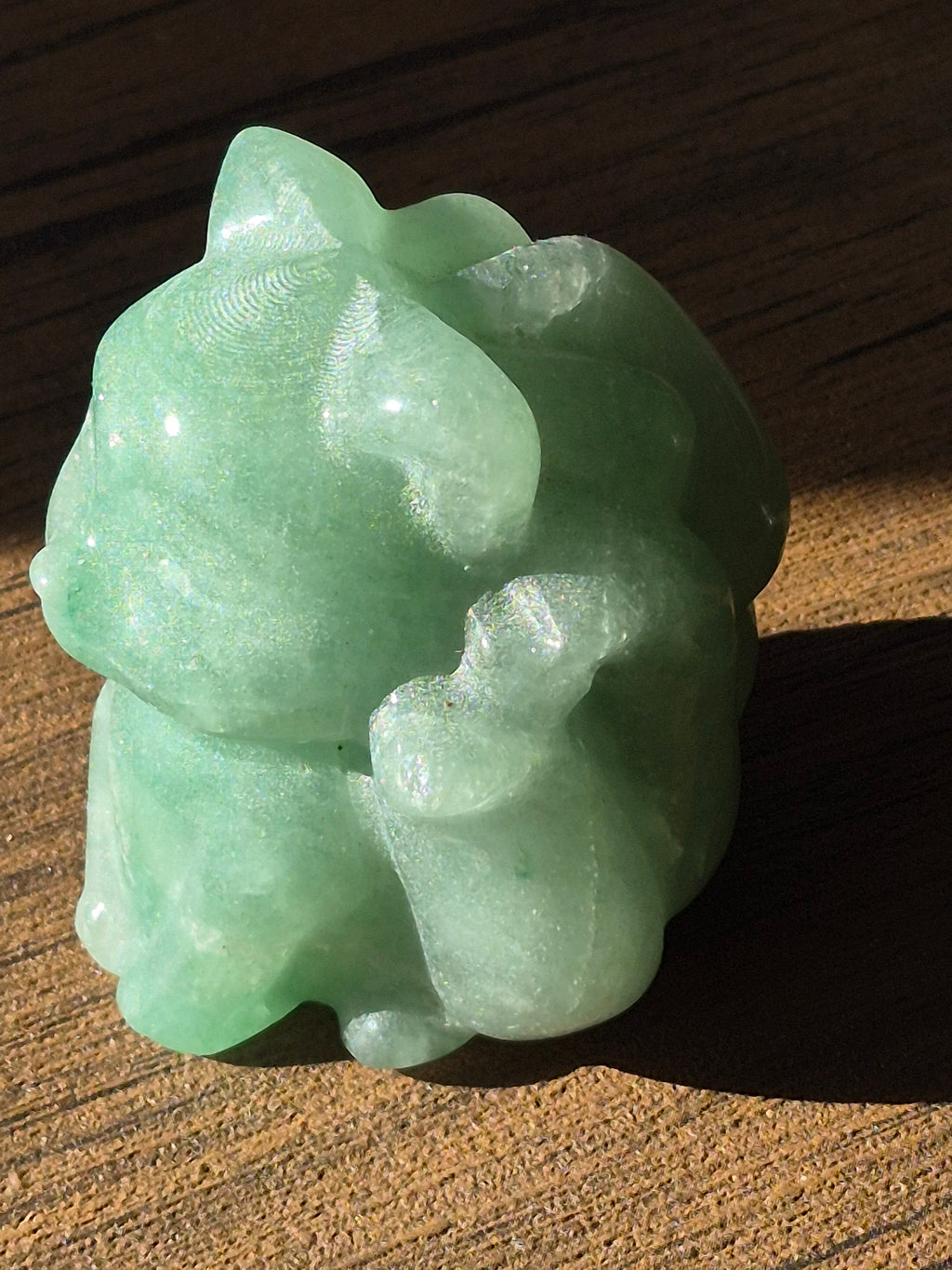 ✨ Green Aventurine Kitsune (Nine-Tailed Fox) Carving ✨