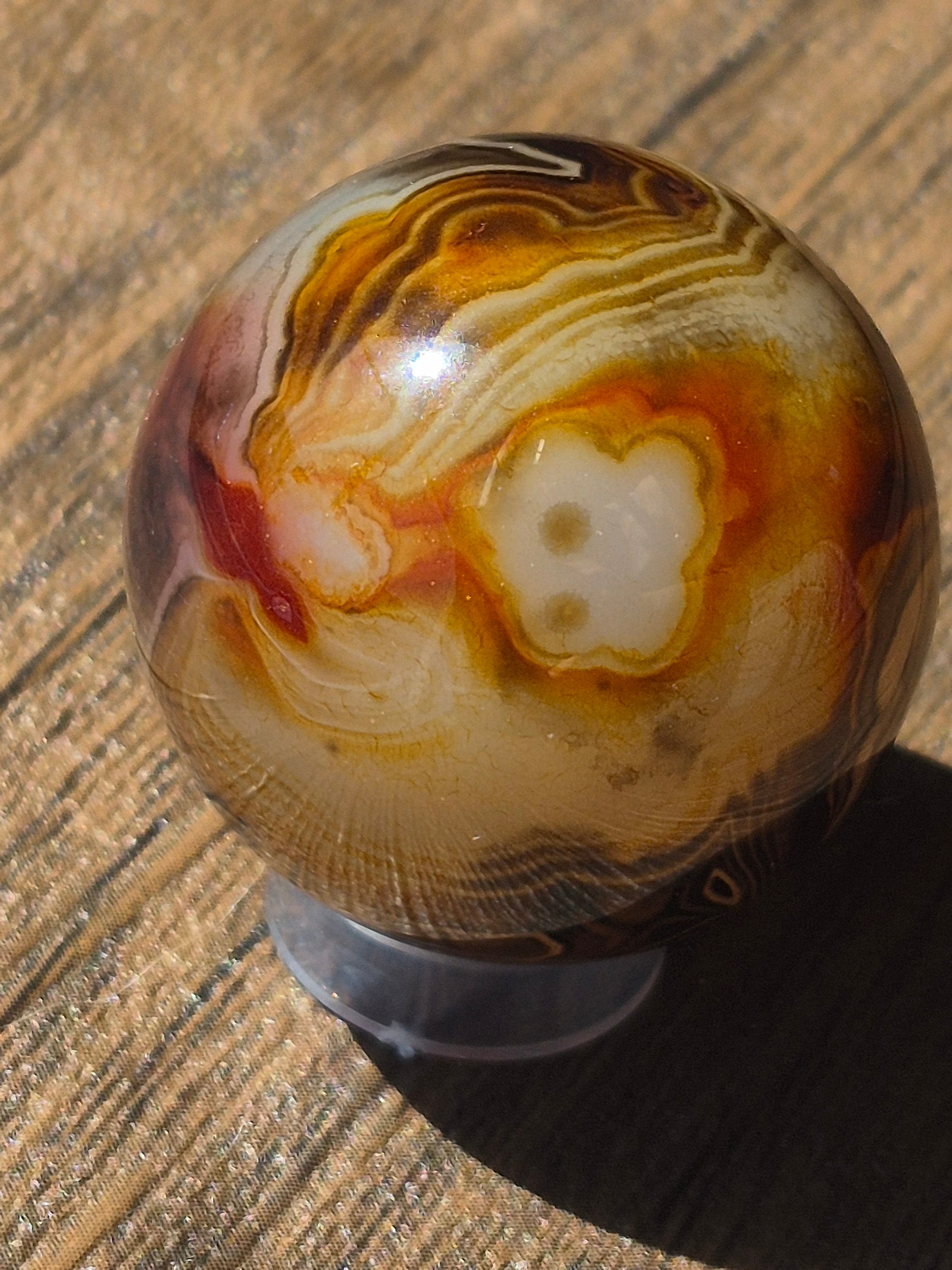 Madagascar Agate Alignment Sphere 🧡🖤🤎