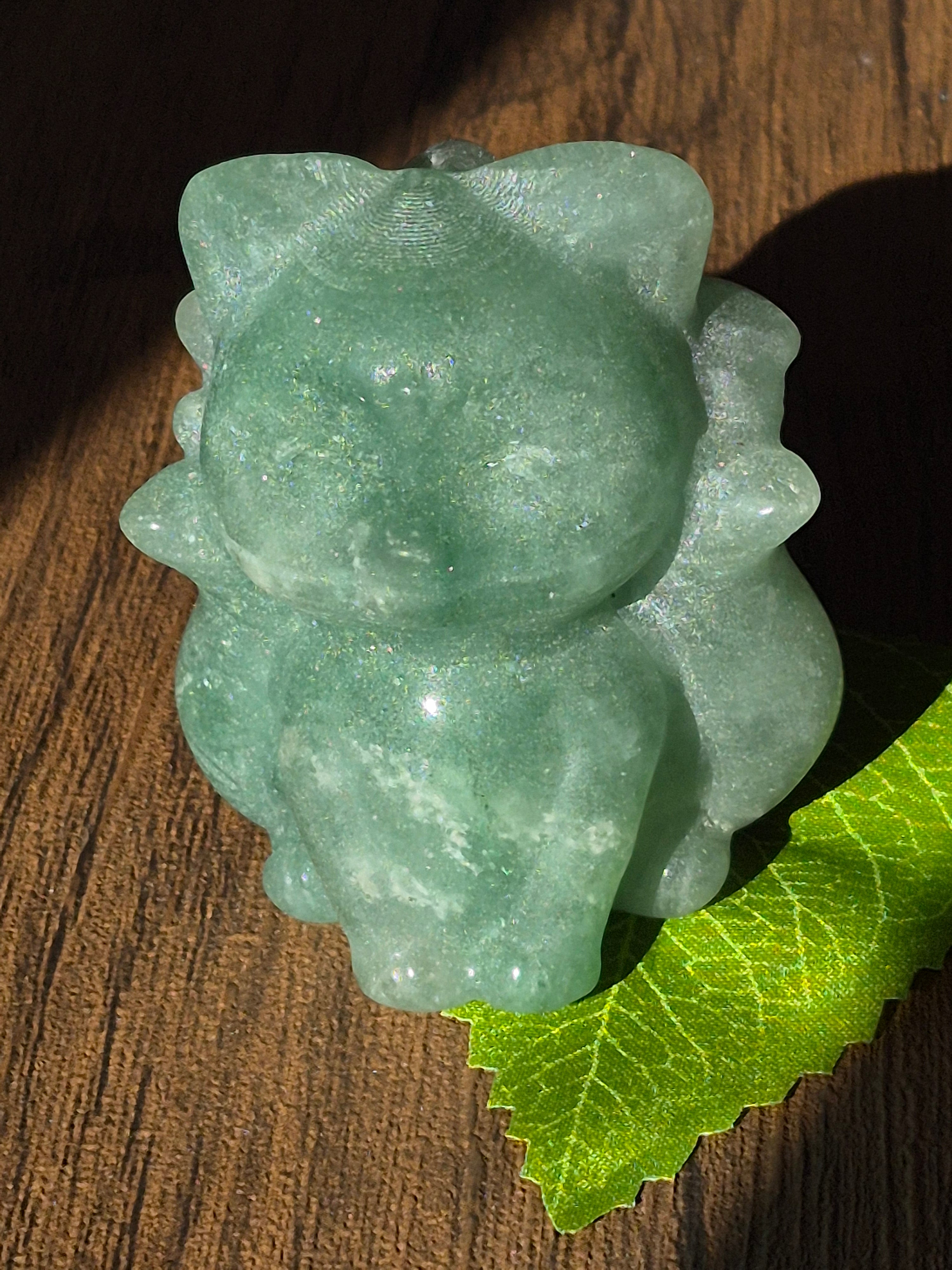 ✨ Green Aventurine Kitsune (Nine-Tailed Fox) Carving ✨