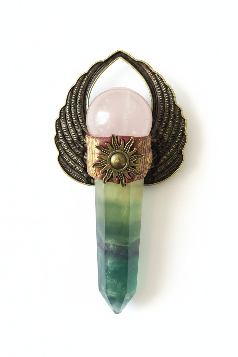 🦇 Sweetfang Fluorite & Rose Quartz Scepter 💚💗✨