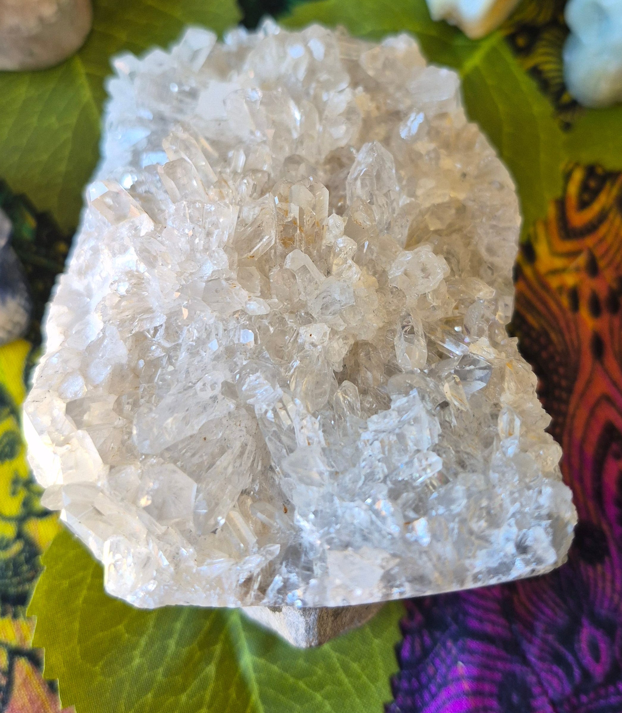 💀✨ Quartz Cluster Hand-Carved Skull