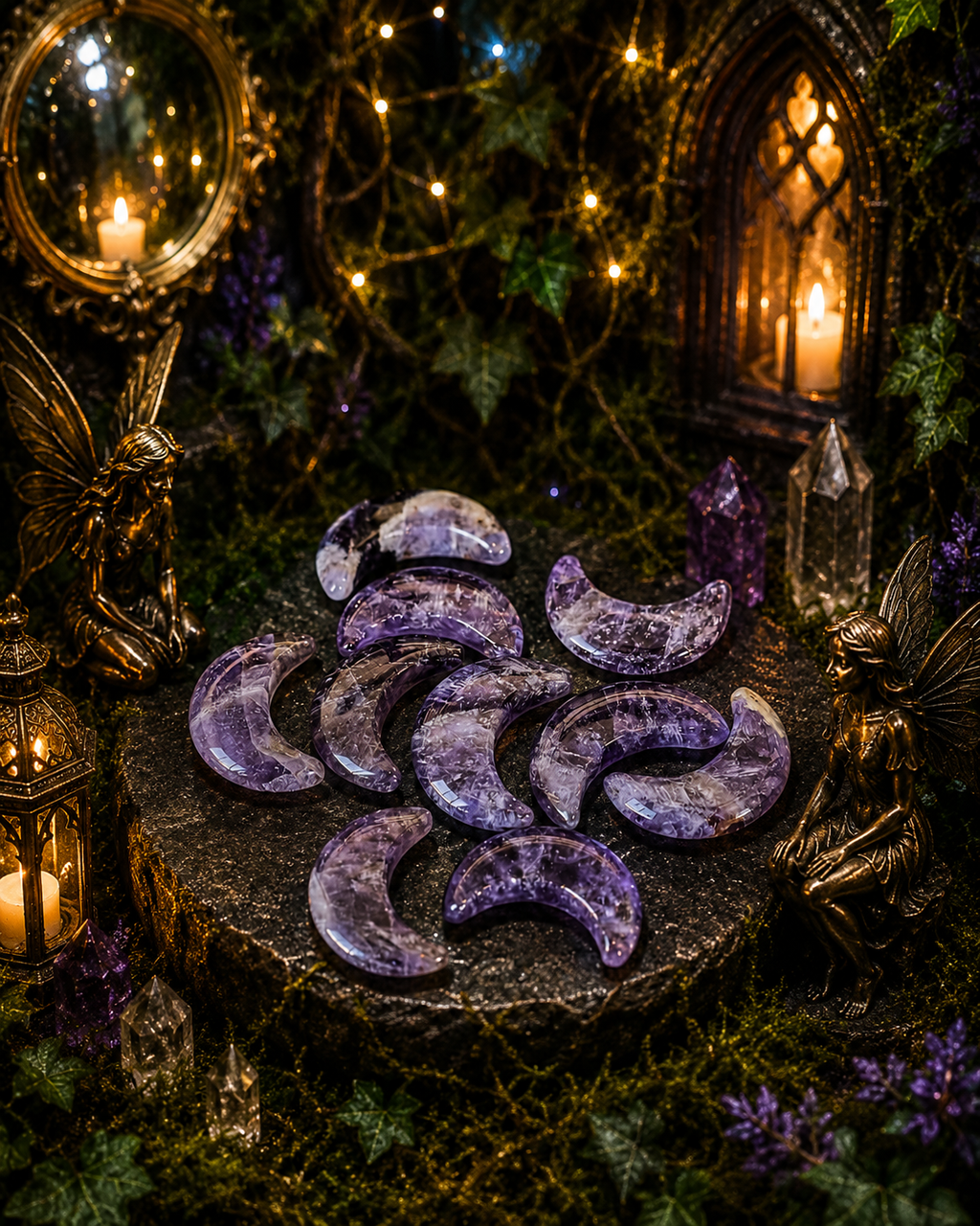🌙 Amethyst Fairy Moon – Mini Crystal Crescent ✨