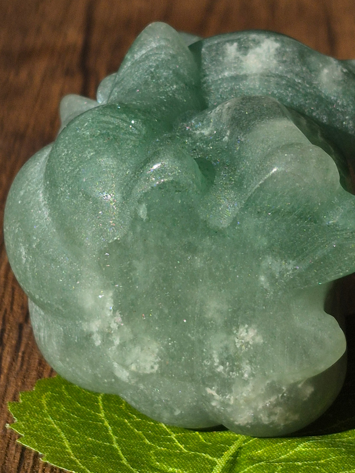 ✨ Green Aventurine Kitsune (Nine-Tailed Fox) Carving ✨