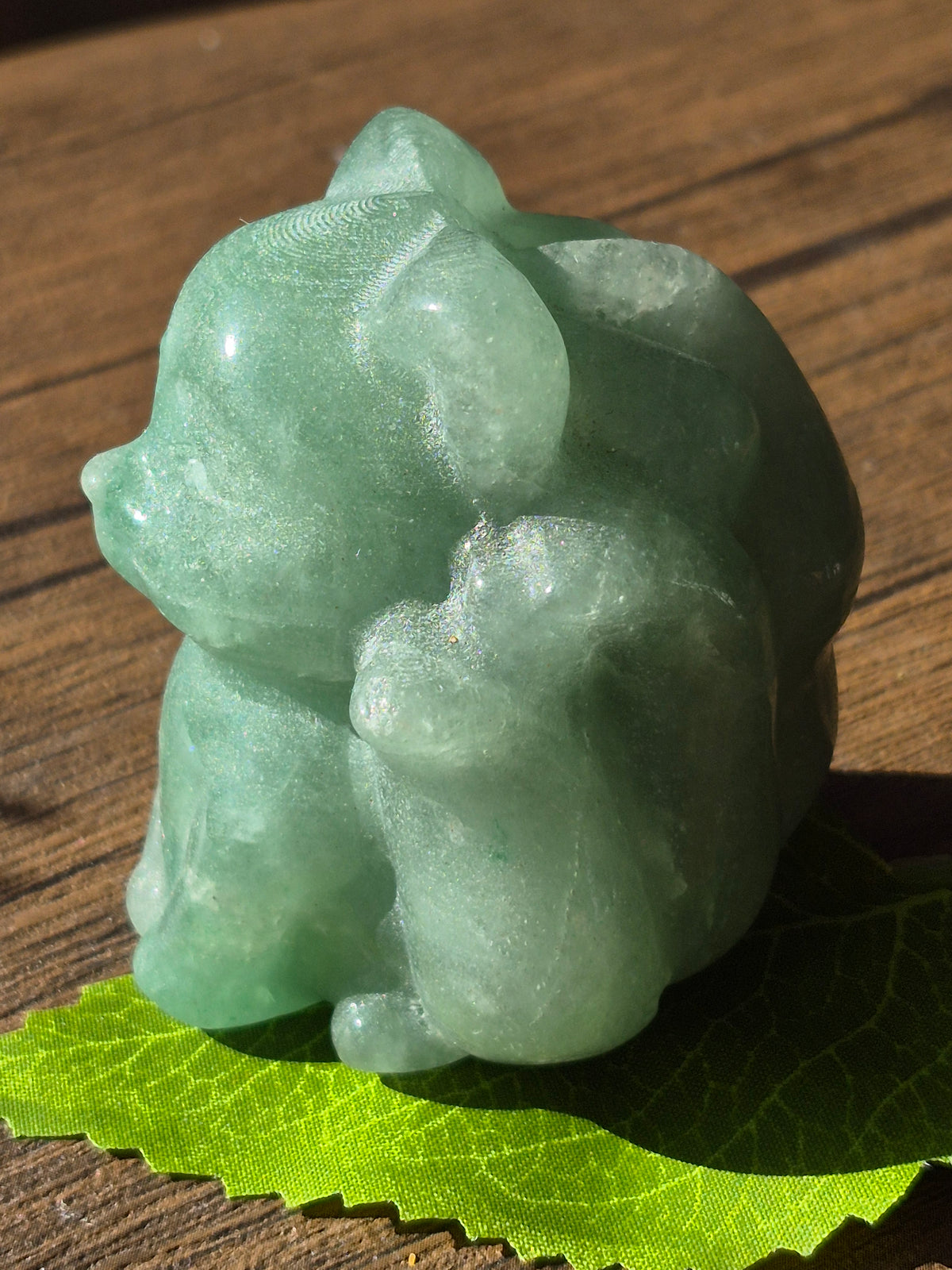 ✨ Green Aventurine Kitsune (Nine-Tailed Fox) Carving ✨