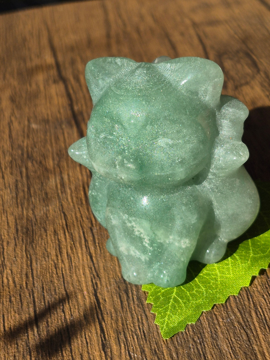 ✨ Green Aventurine Kitsune (Nine-Tailed Fox) Carving ✨