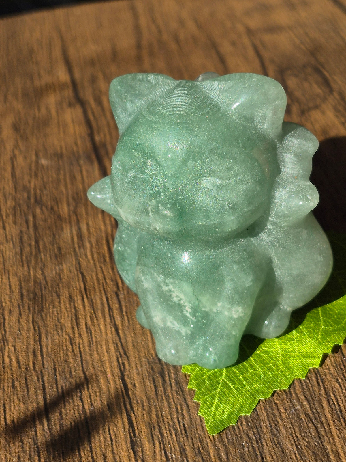✨ Green Aventurine Kitsune (Nine-Tailed Fox) Carving ✨