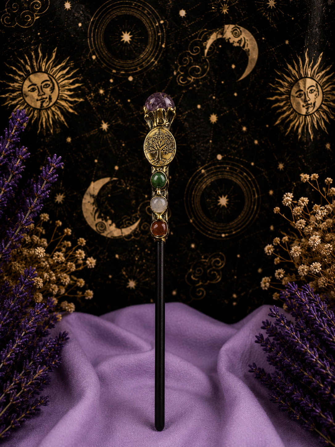 ✨ Worldroot Wand – Tree of Life & Chakra Stones ✨
