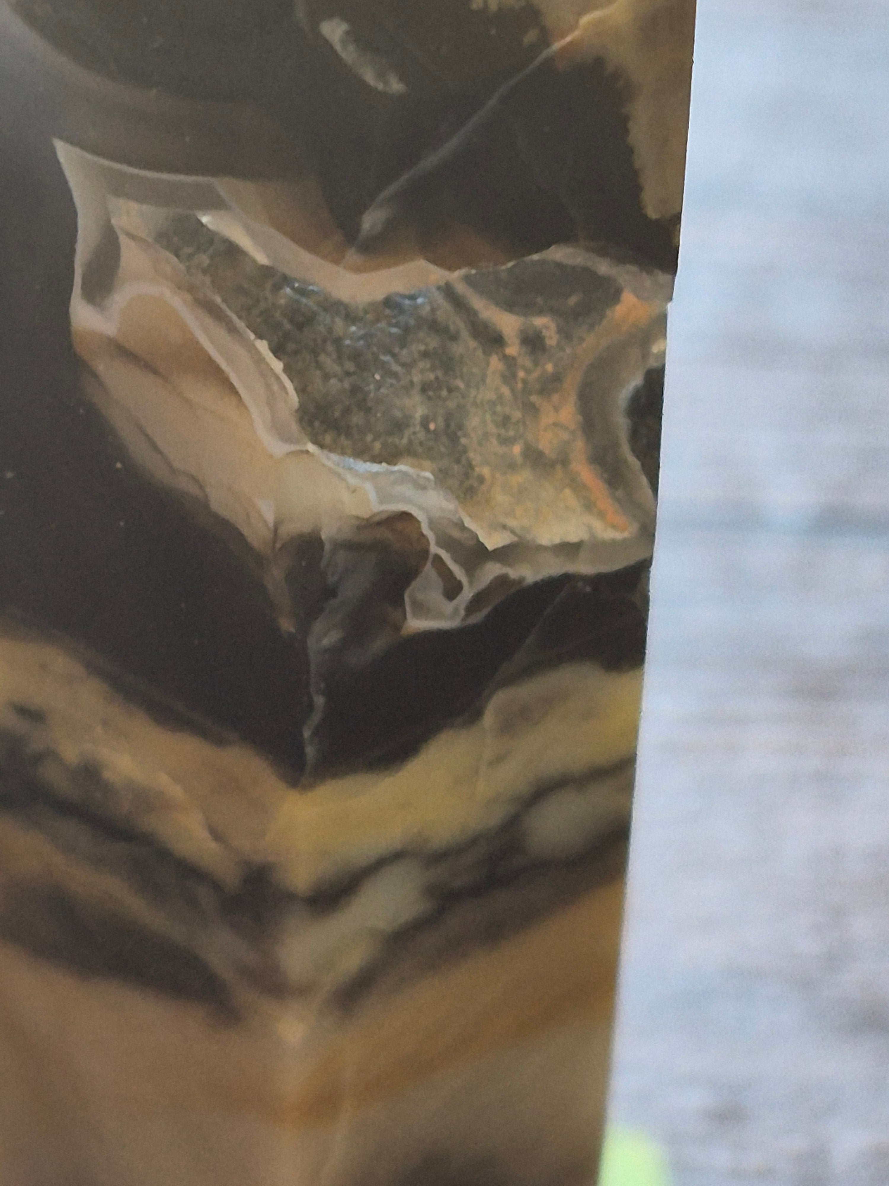 🌋✨ Volcano Agate Druzy Tunnel Tower