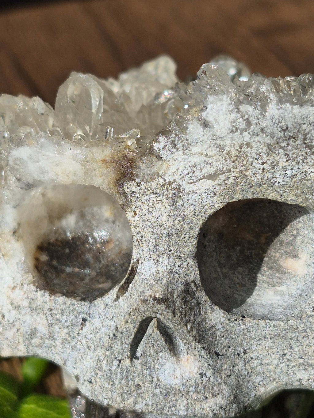💀✨ Quartz Cluster Hand-Carved Skull