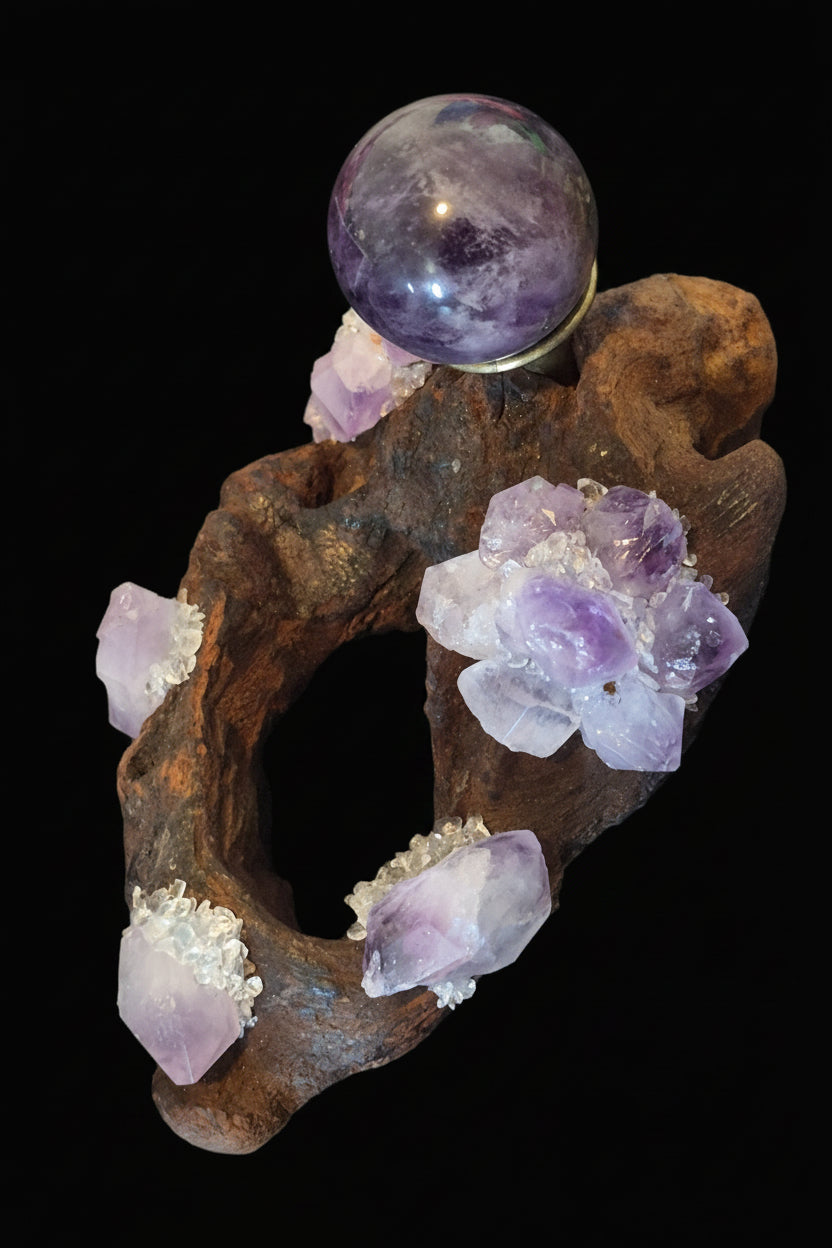 🧚‍♀️✨ Amethyst Fairy Garden Sphere Holder ✨🧚‍♀️