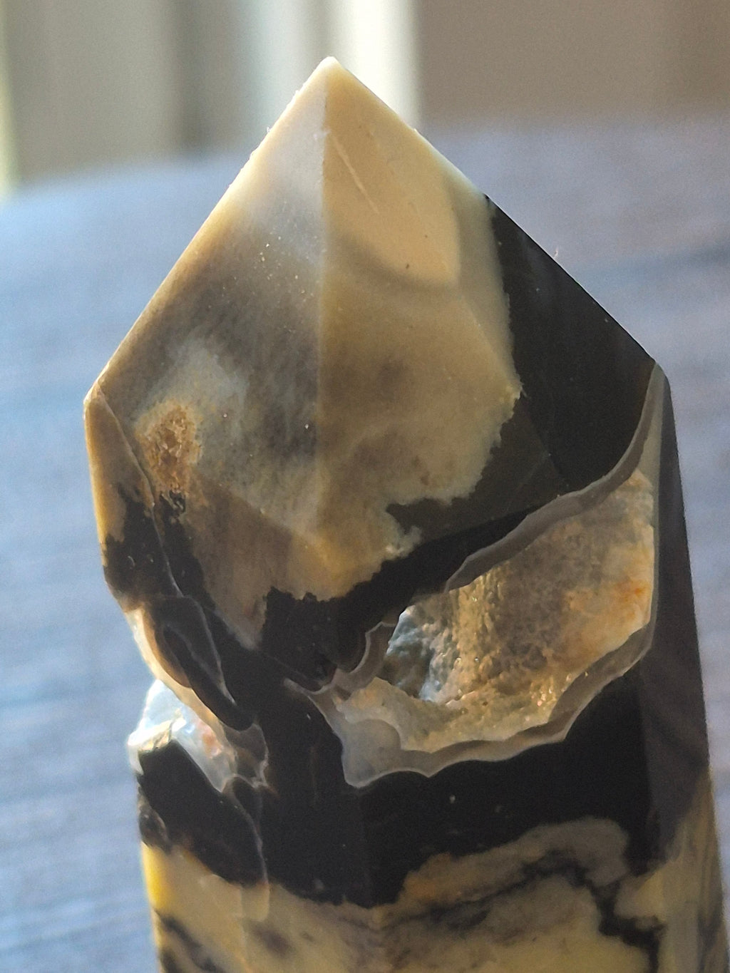 🌋✨ Volcano Agate Druzy Tunnel Tower