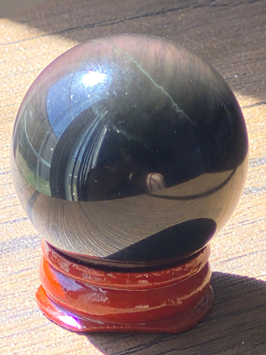 🌈 Hidden Aurora Rainbow Obsidian Sphere • 37 mm