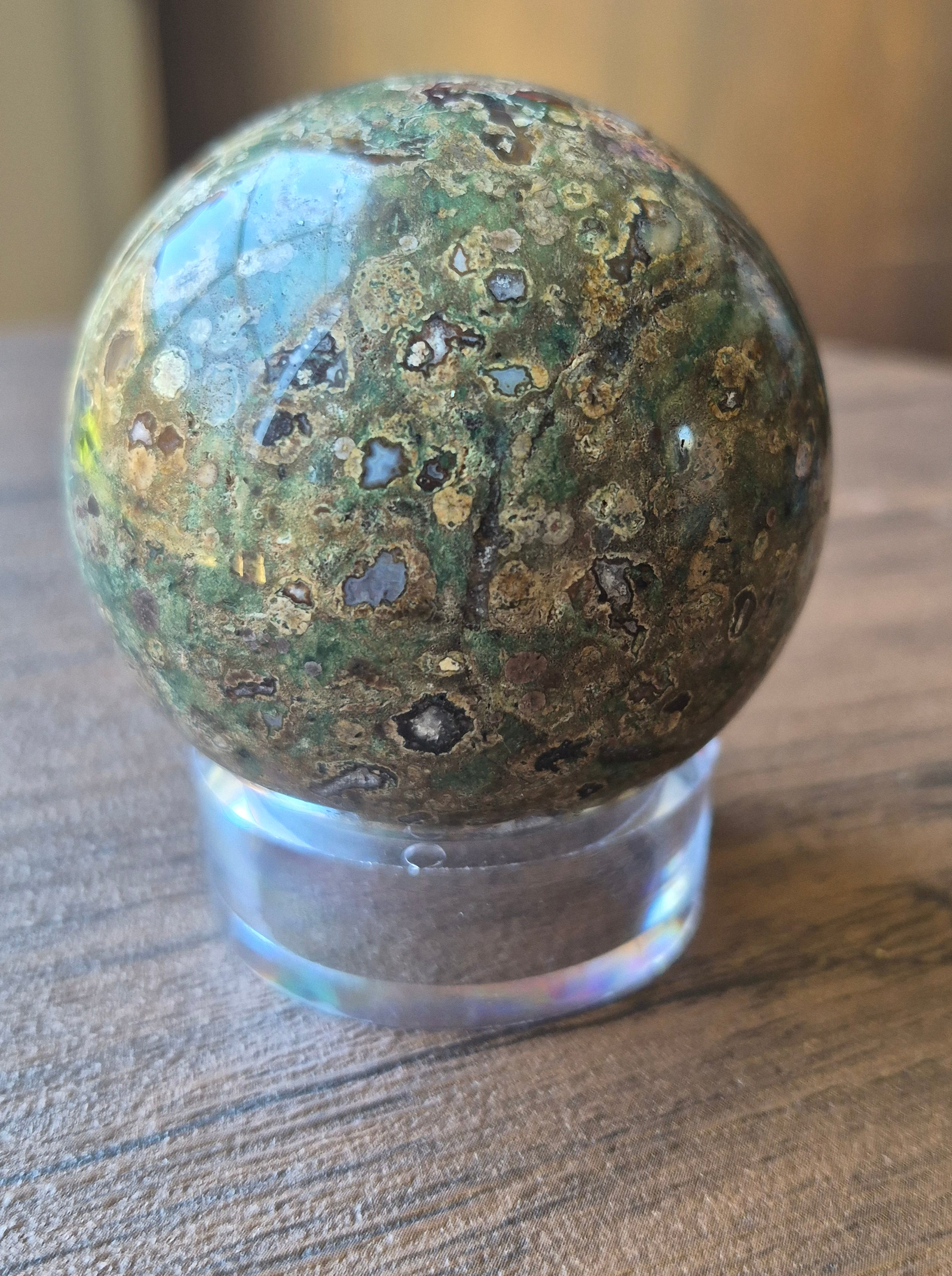 🌳🦜Rainforest Jasper (Rhyolite) Sphere [60mm]