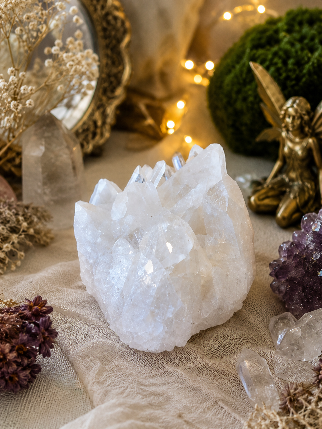 🌙 Moon Frost Raw Quartz Cluster ✨