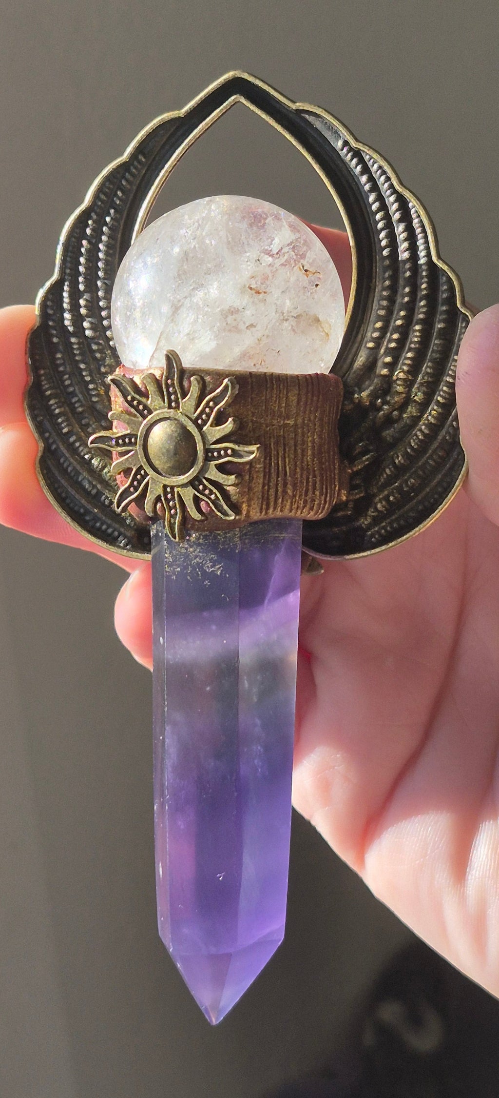 Celestial Flame Purple Fluorite & Clear Quartz Scepter ☀️💜🔮