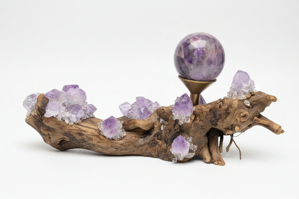💜✨ Amethyst Fairy Garden Sphere Holder with Amethyst Sphere ✨💜