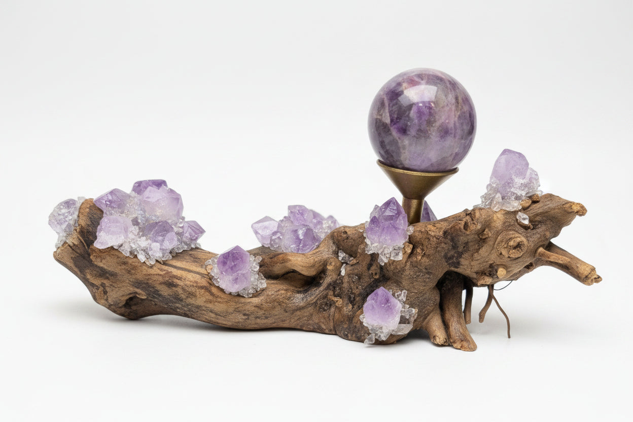 💜✨ Amethyst Fairy Garden Sphere Holder with Amethyst Sphere ✨💜