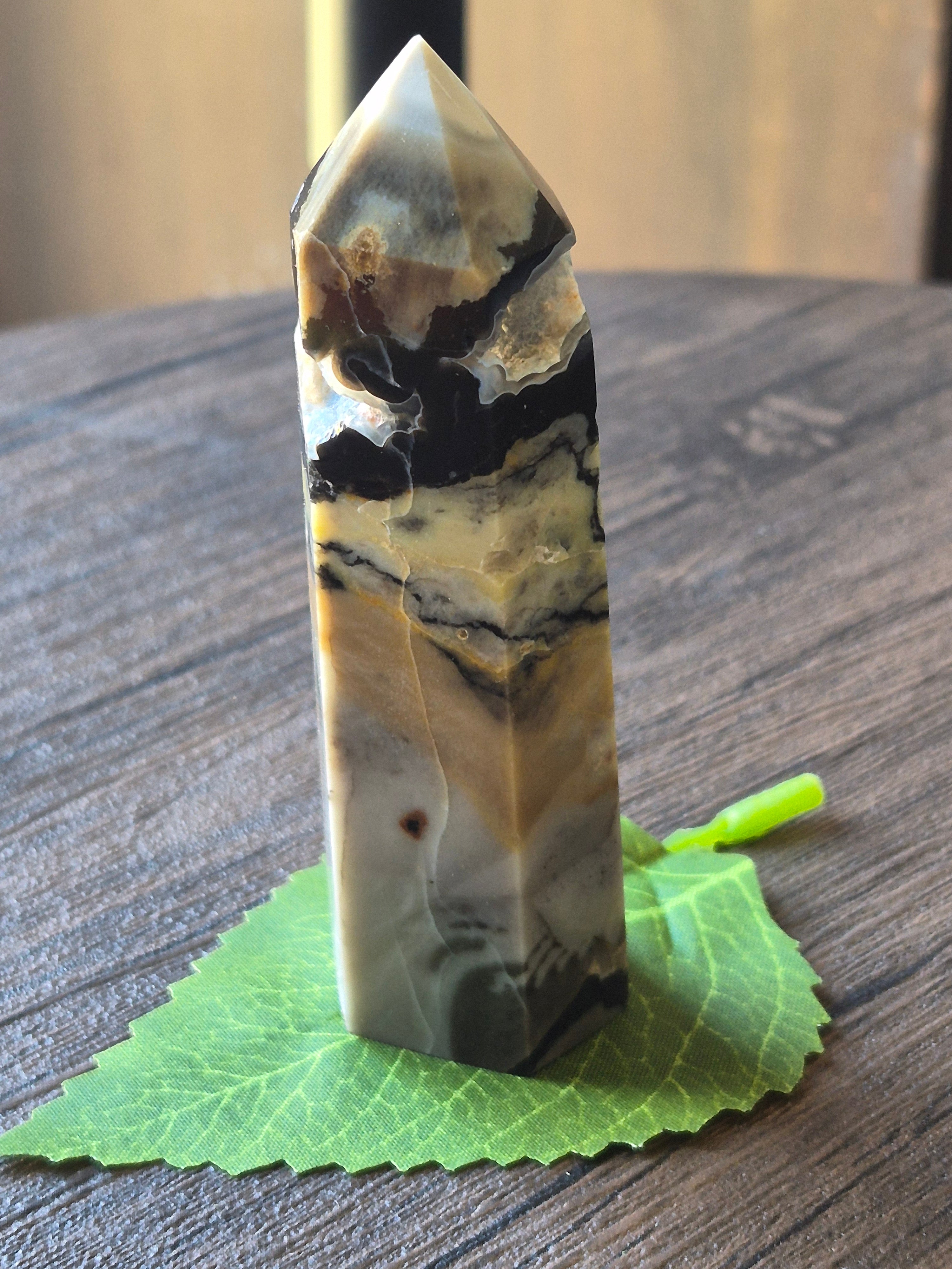 🌋✨ Volcano Agate Druzy Tunnel Tower