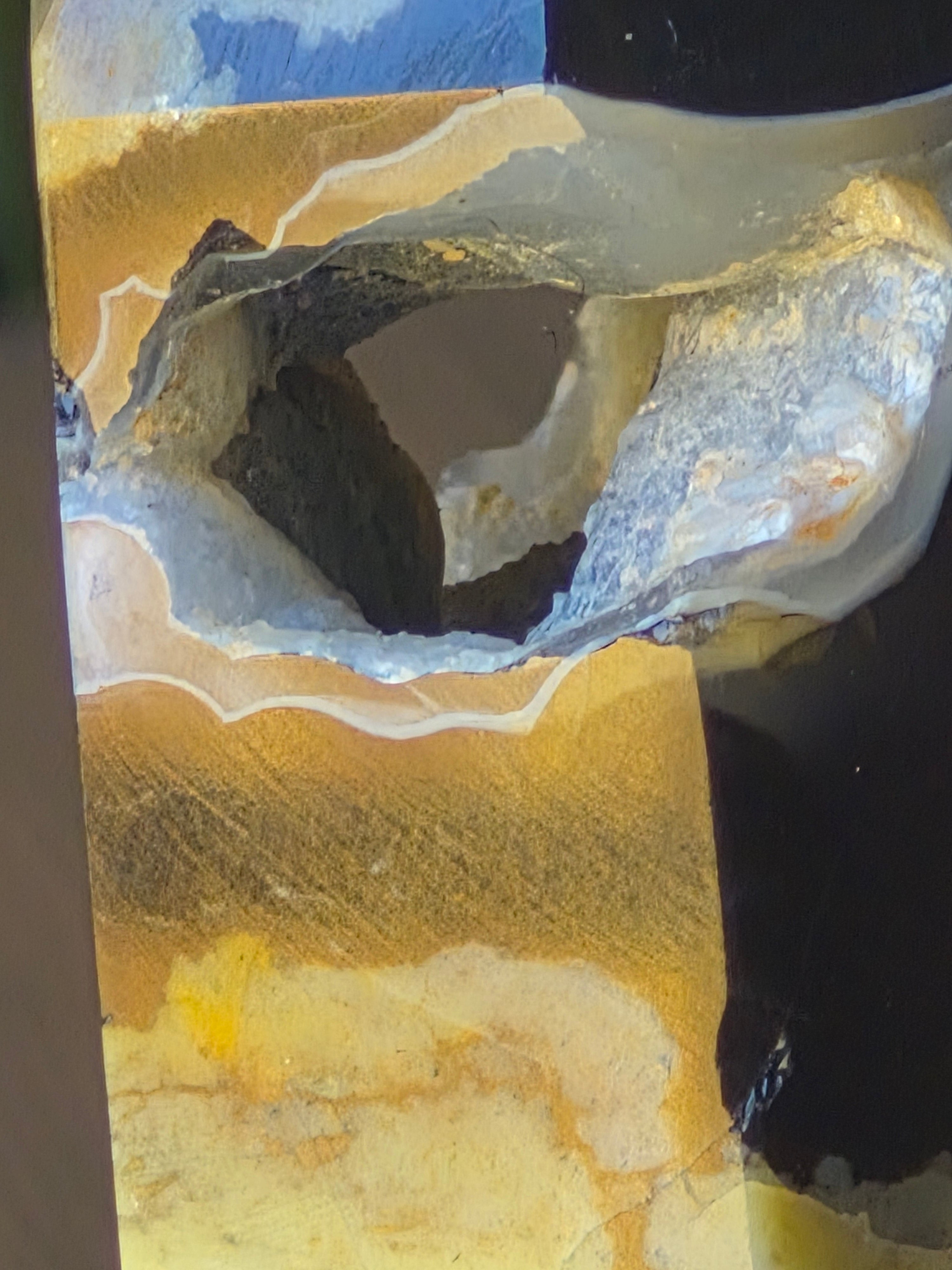 🌋✨ Volcano Agate Druzy Tunnel Tower