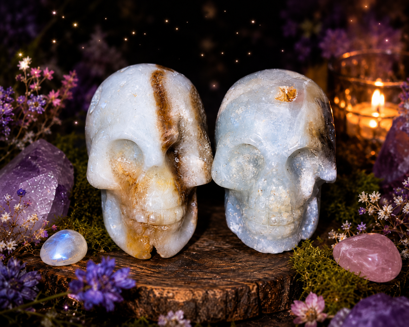 ✨💀 Agate Spirit Skull Twins 💀✨