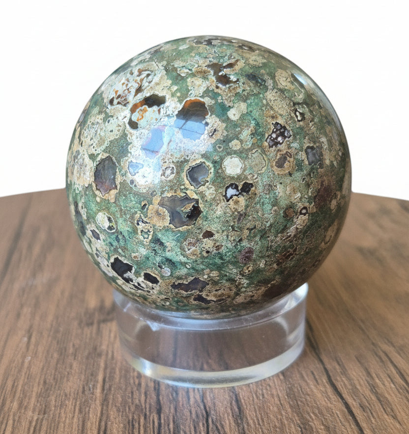 🌳🦜Rainforest Jasper (Rhyolite) Sphere [60mm]