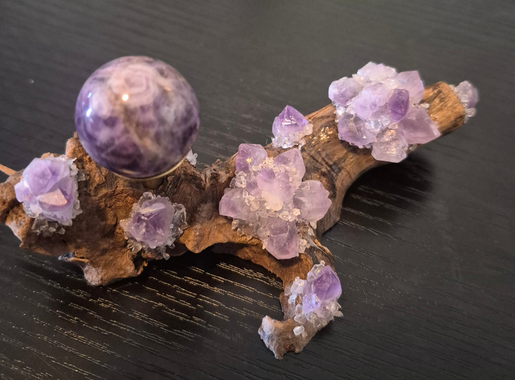 💜✨ Amethyst Fairy Garden Sphere Holder with Amethyst Sphere ✨💜