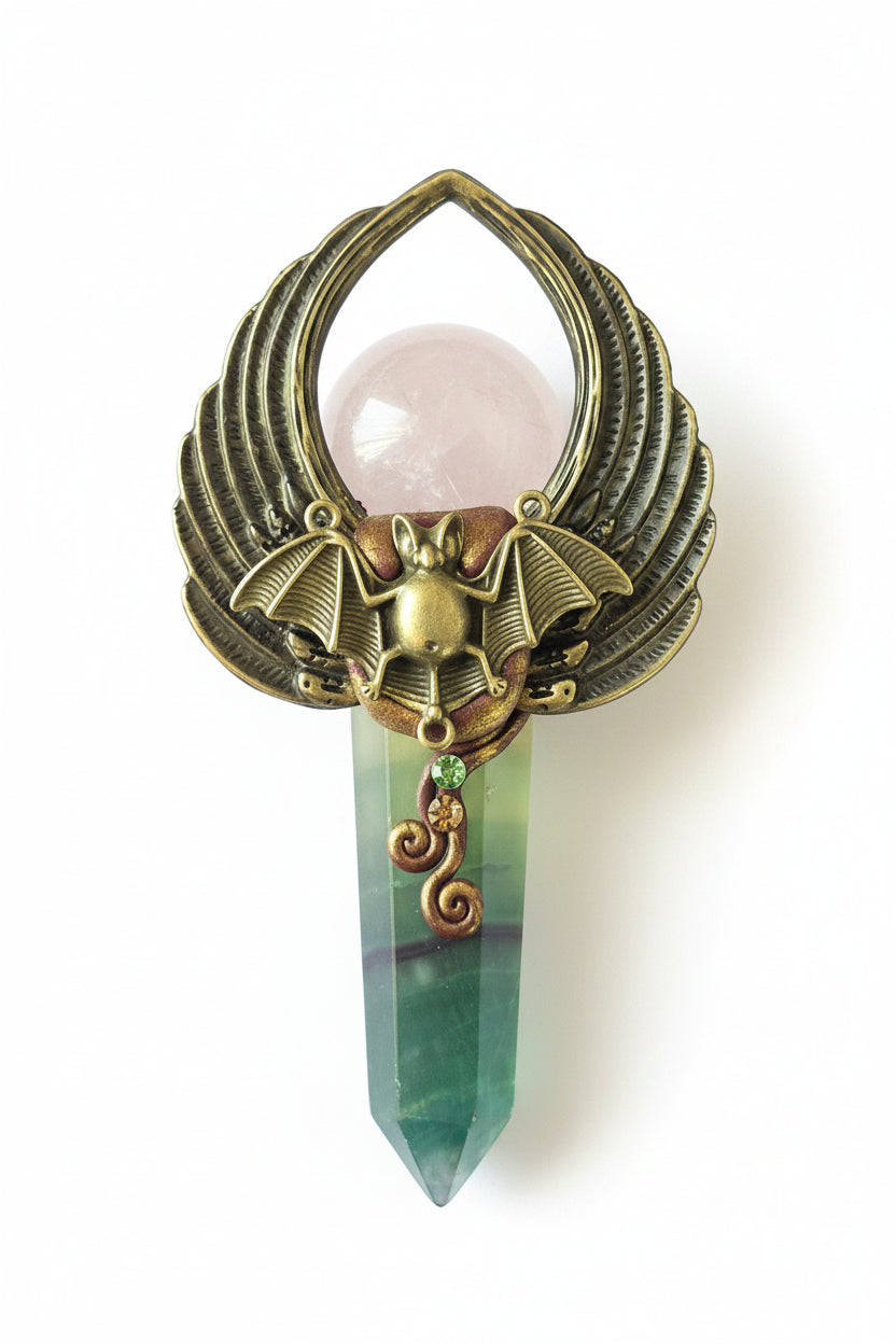 🦇 Sweetfang Fluorite & Rose Quartz Scepter 💚💗✨