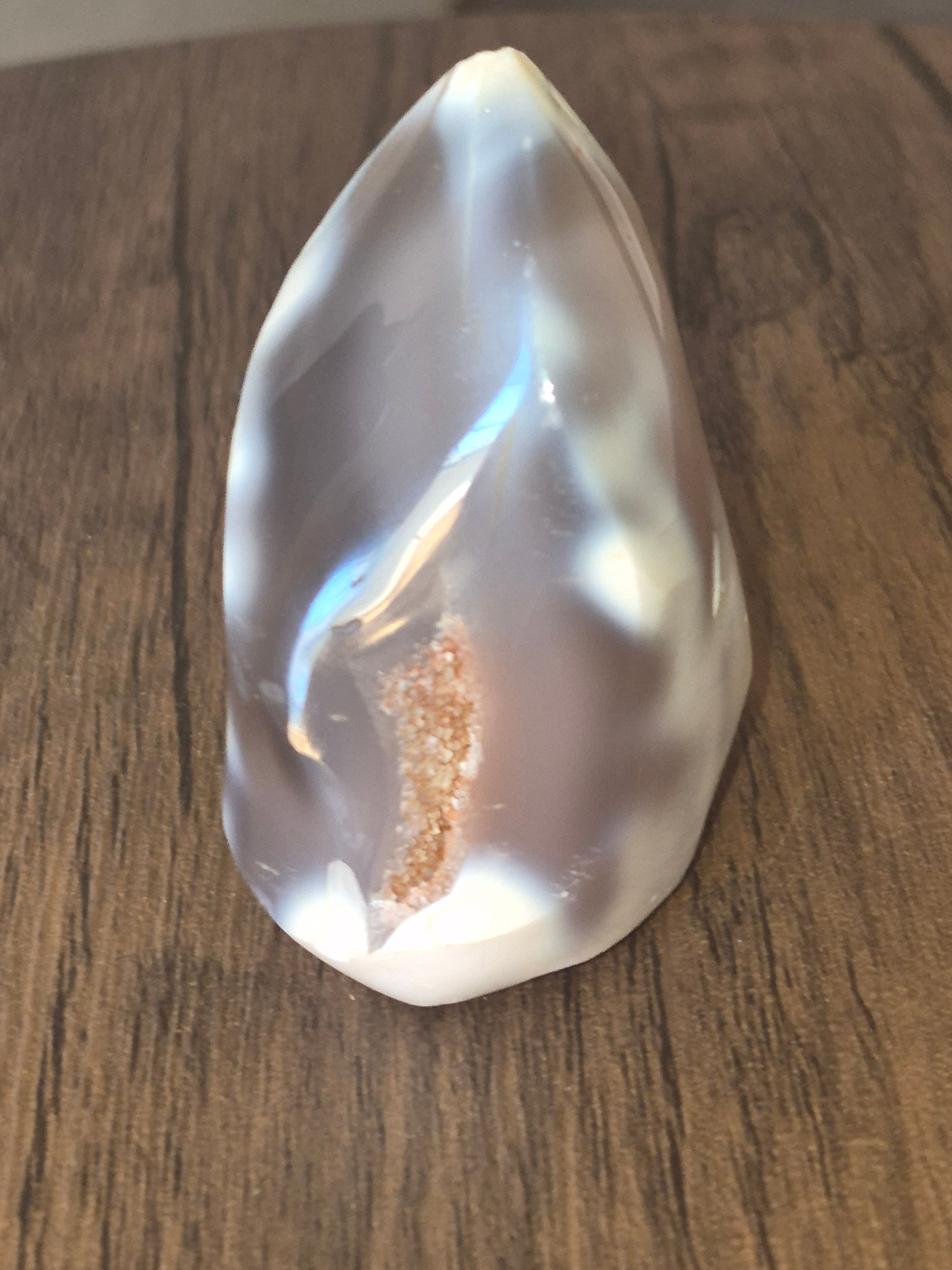 🤍✨️The Portal Stone – 188g Madagascar Orca Agate Flame with Druzy Cave