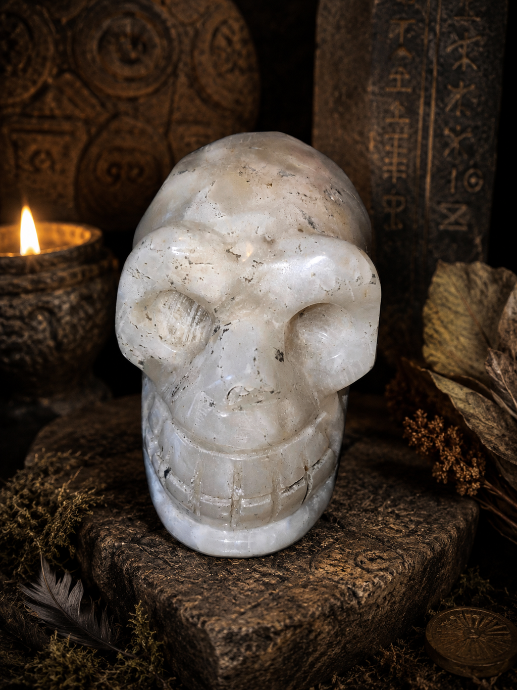 💀✨ White Quartz Hongshan-Inspired Ancient Guardian
