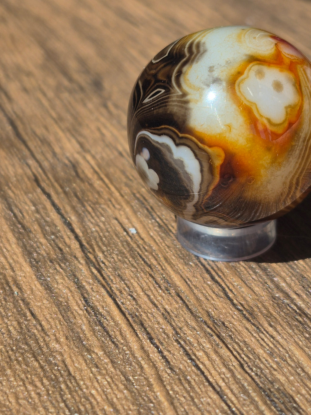 Madagascar Agate Alignment Sphere 🧡🖤🤎