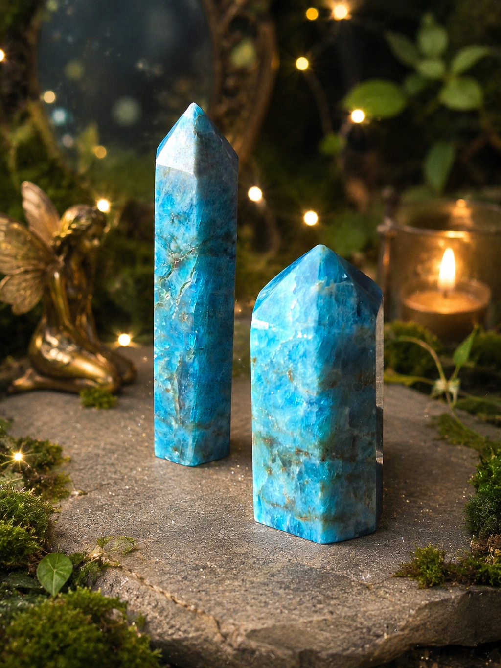 🧚‍♀️✨ Celestial Tide Blue Apatite Towers ✨🧚‍♀️ | Set of 2 💙🔮