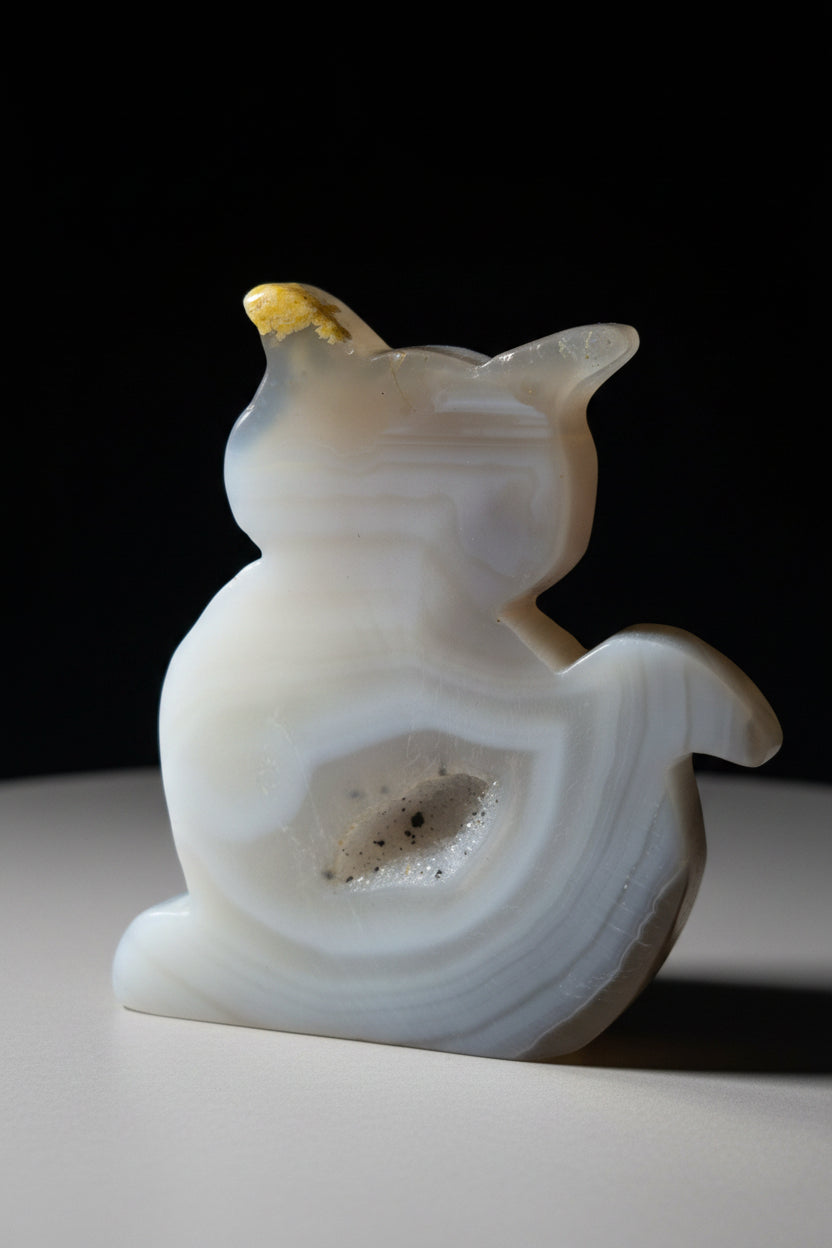 🌙Moonmist Druzy Agate Cat 🌙🐈‍⬛✨