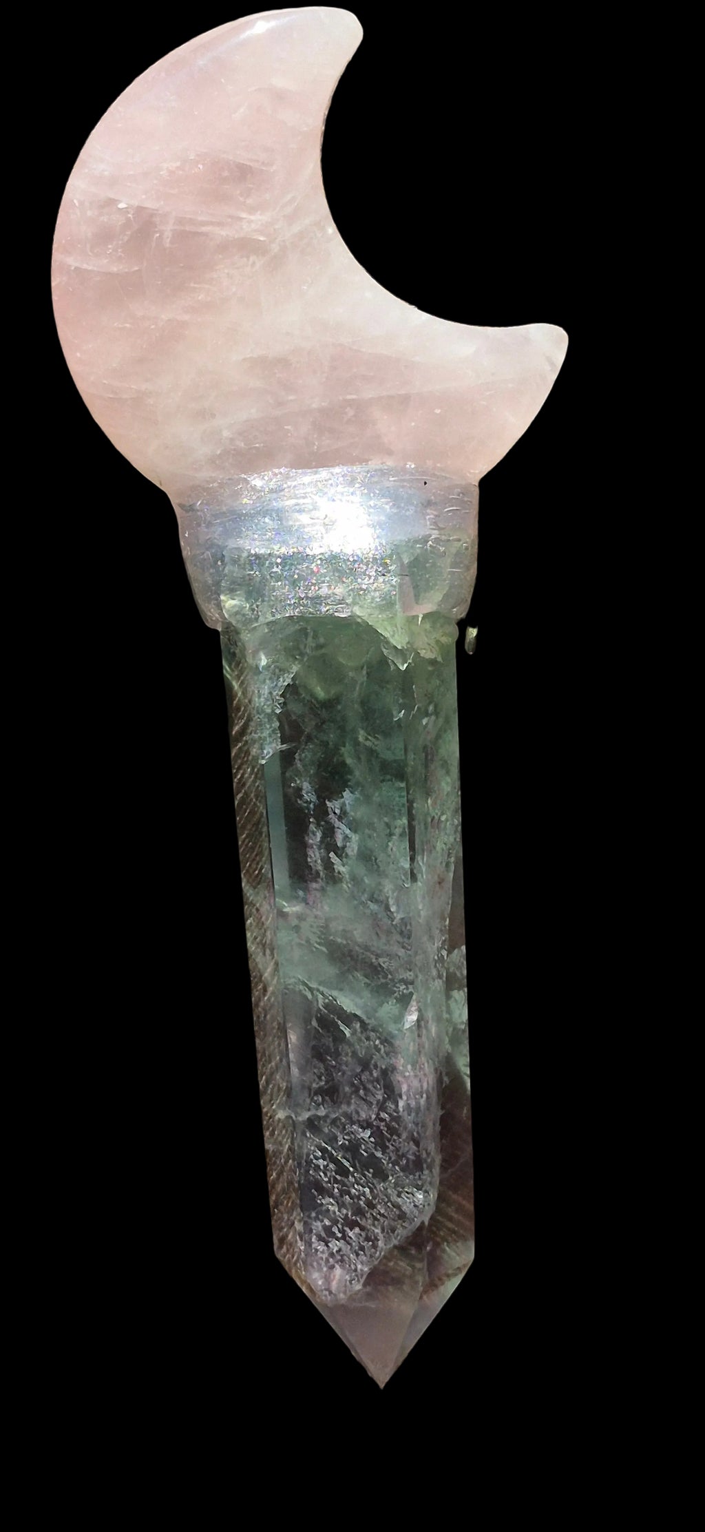 🌙🕷️ Moonweb Rose Quartz & Fluorite Scepter ✨