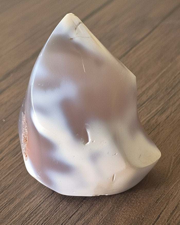🤍✨️The Portal Stone – 188g Madagascar Orca Agate Flame with Druzy Cave