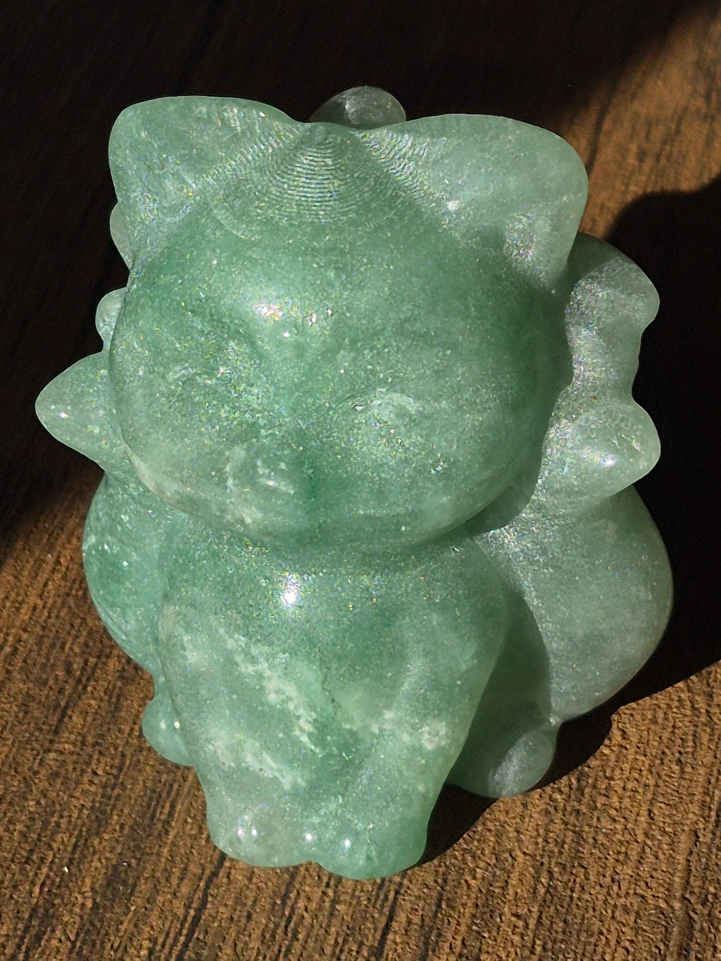✨ Green Aventurine Kitsune (Nine-Tailed Fox) Carving ✨