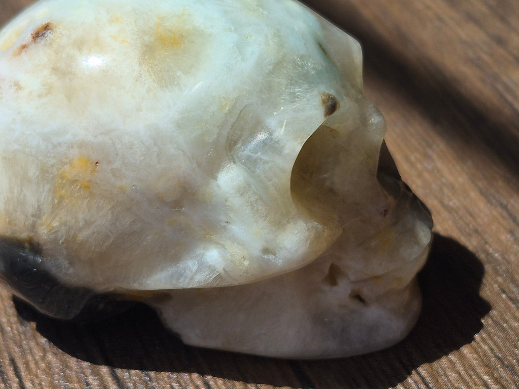 💀 Agate Skull with Natural Druzy Quartz Pocket