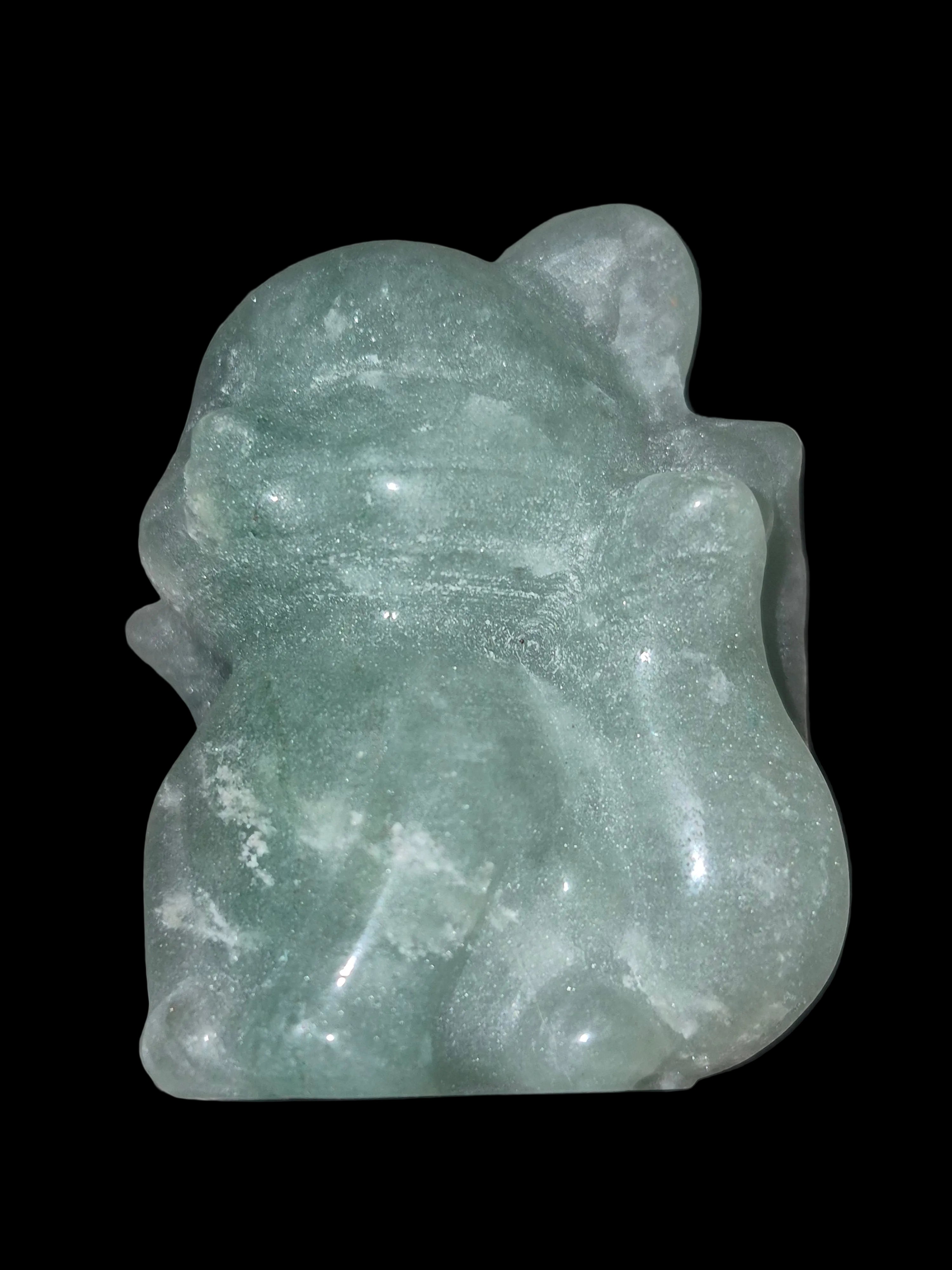 ✨ Green Aventurine Kitsune (Nine-Tailed Fox) Carving ✨