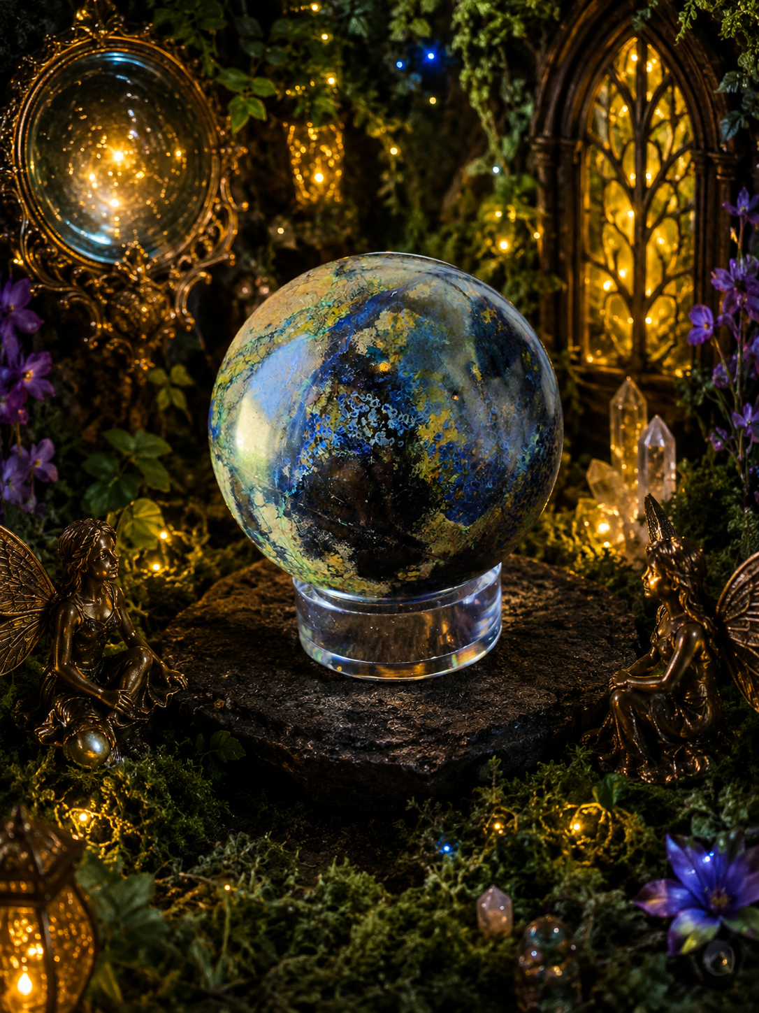 🌌 Enchanted Earth Azurite Malachite Sphere 🌿