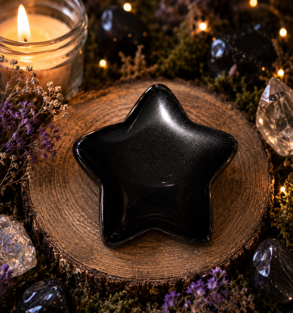 🌟Black Obsidian Crystal Star