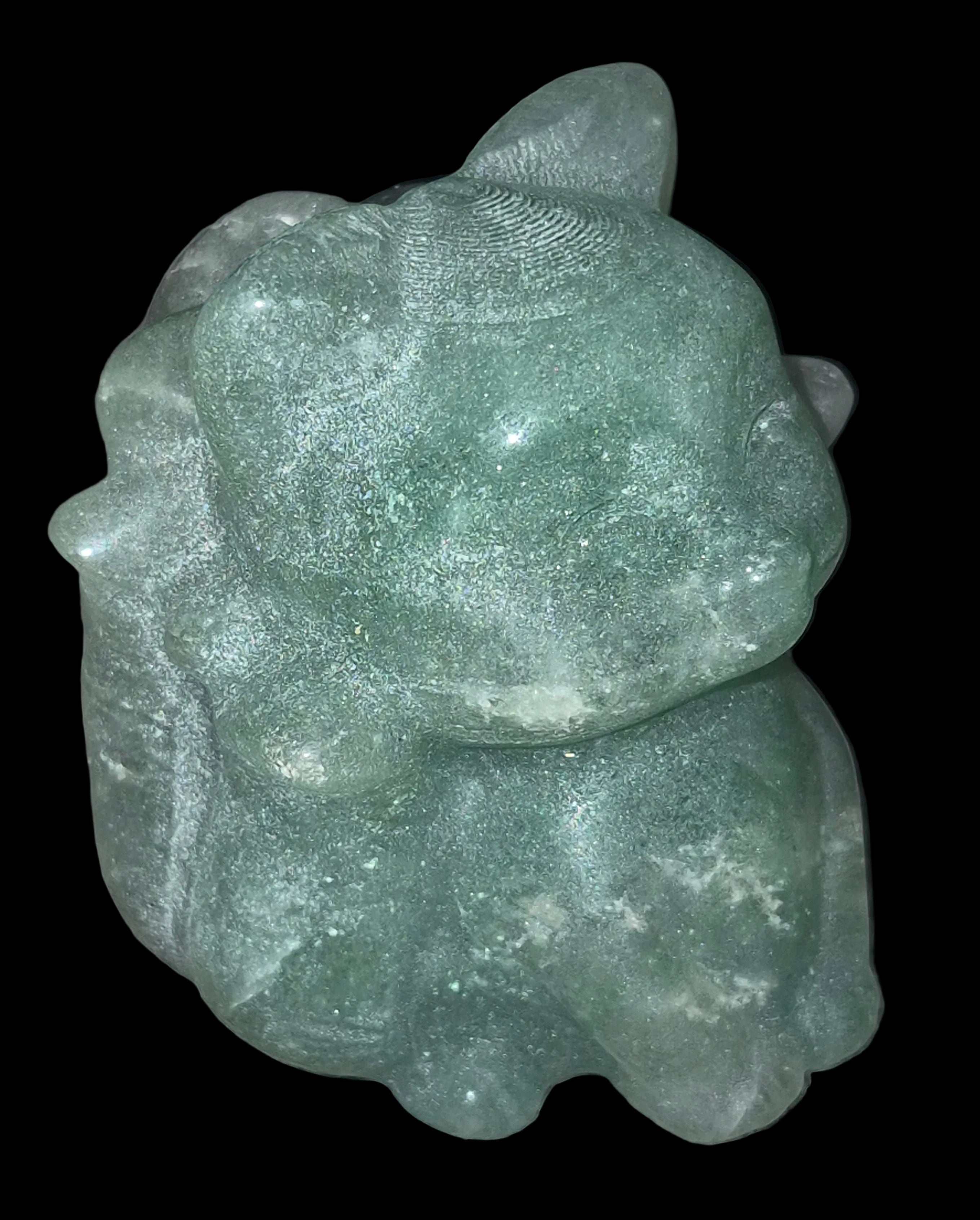 ✨ Green Aventurine Kitsune (Nine-Tailed Fox) Carving ✨