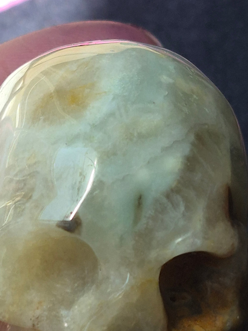 💀 Agate Skull with Natural Druzy Quartz Pocket